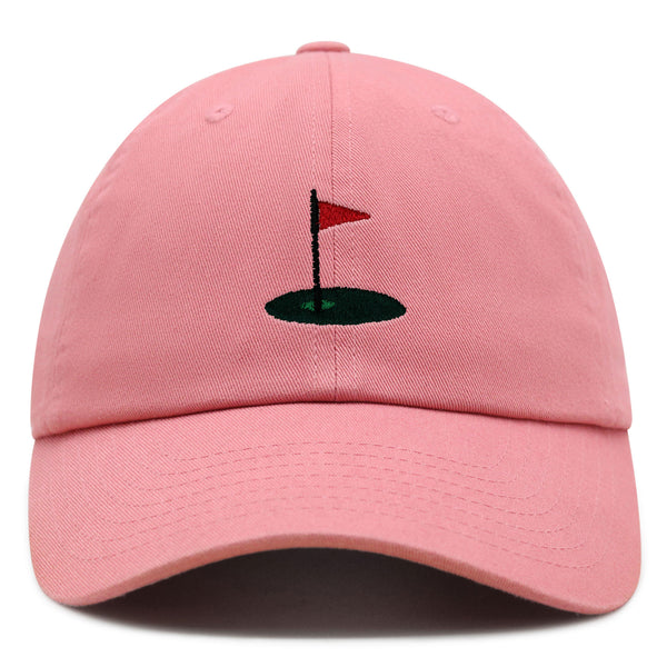 Golf Cup Premium Dad Hat Embroidered Baseball Cap Golf Ball Hole Flagstick Pin