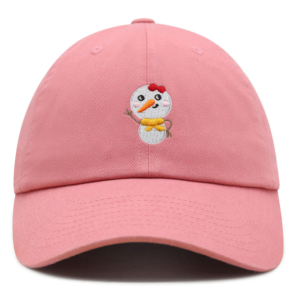 Snowman Premium Dad Hat Embroidered Baseball Cap Winter Snow