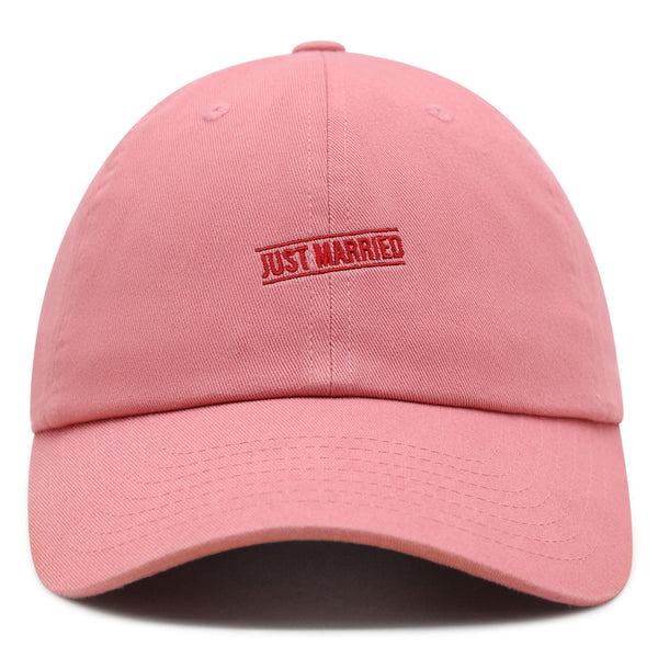 Just Married Premium Dad Hat Embroidered Baseball Cap Stamp