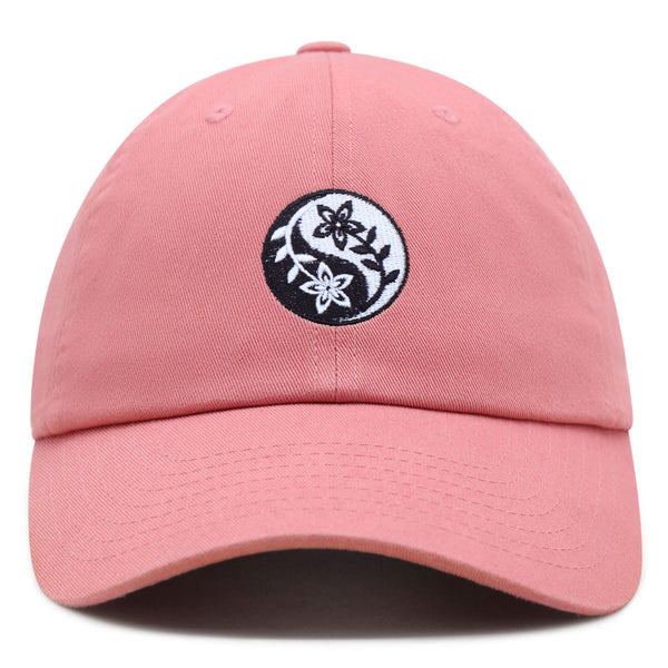 Flower Ying Yang Premium Dad Hat Embroidered Cotton Baseball Cap Symbol