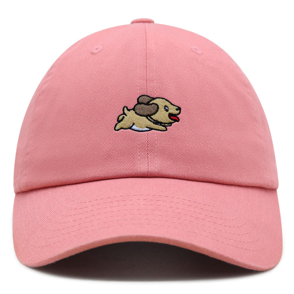 Cute Dog Running Premium Dad Hat Embroidered Cotton Baseball Cap Puppy Run