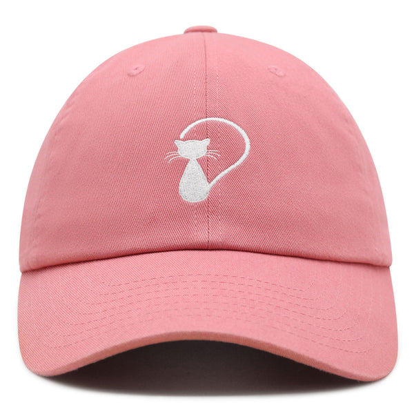 Cat Silhouette Premium Dad Hat Embroidered Cotton Baseball Cap White Kitty