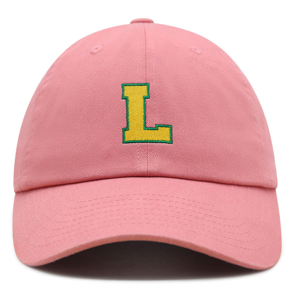 Initial L College Letter Premium Dad Hat Embroidered Cotton Baseball Cap Yellow Alphabet