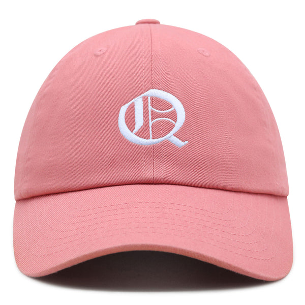 Old English Letter Q Premium Dad Hat Embroidered Cotton Baseball Cap English Alphabet