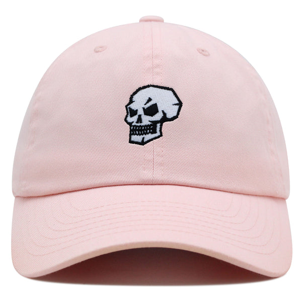 Skull Side View Premium Dad Hat Embroidered Baseball Cap Grunge