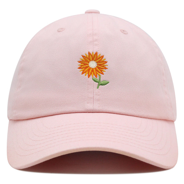 Orange Flower Premium Dad Hat Embroidered Baseball Cap Floral