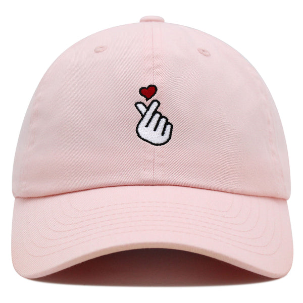 Korean Heart Finger Premium Dad Hat Embroidered Baseball Cap Korea Sign