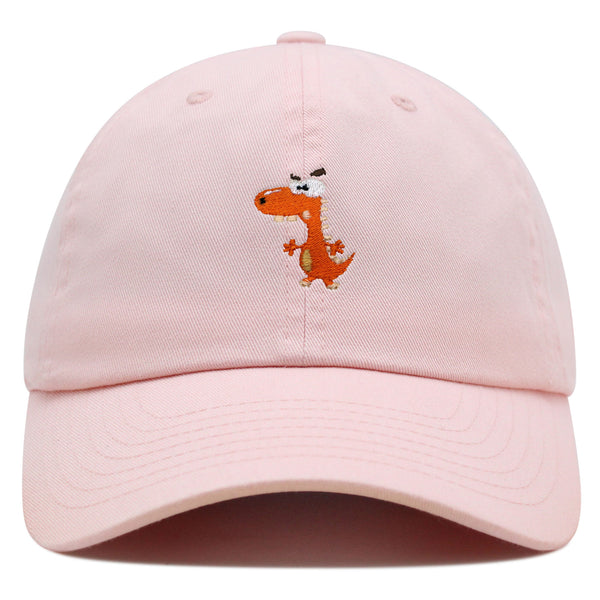 Funny Orange Dinosaur Premium Dad Hat Embroidered Baseball Cap  Funny Dino