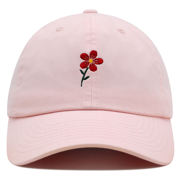 Red Flower Premium Dad Hat Embroidered Baseball Cap Floral