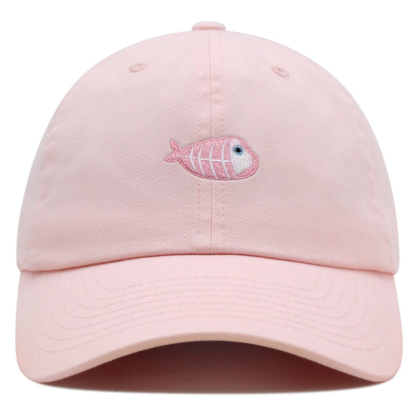 Fishbone Premium Dad Hat Embroidered Baseball Cap Pink Bone