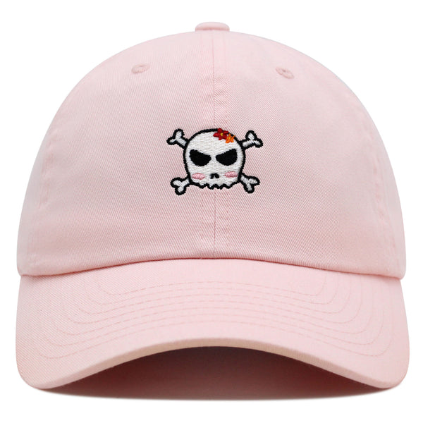 Skull Premium Dad Hat Embroidered Baseball Cap Ribbon Girly