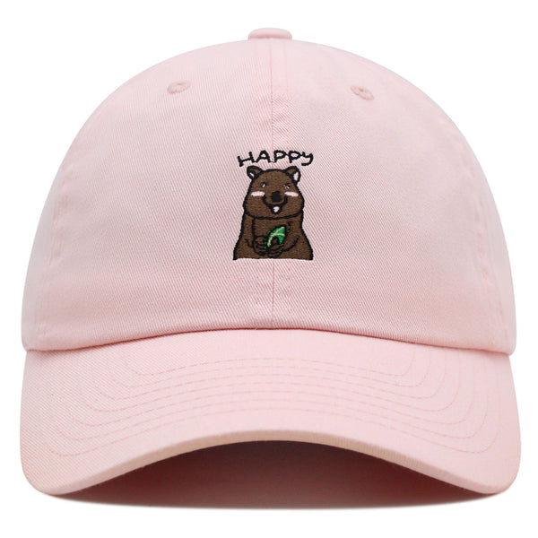 Happy Quokka Premium Dad Hat Embroidered Baseball Cap Cute Animal