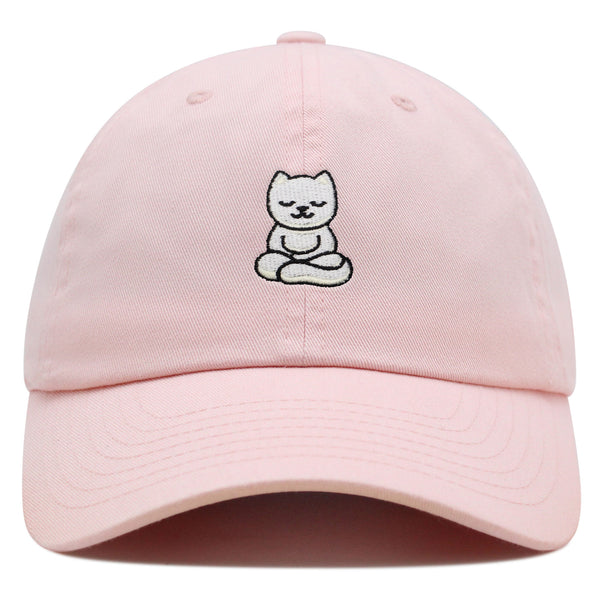 Meditating Cat Premium Dad Hat Embroidered Baseball Cap Yoga Statue