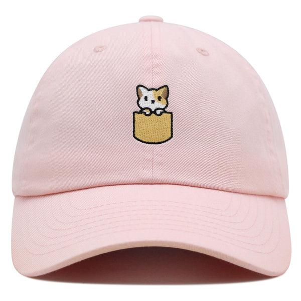 Pocket Cat Premium Dad Hat Embroidered Baseball Cap Shirt Pocket