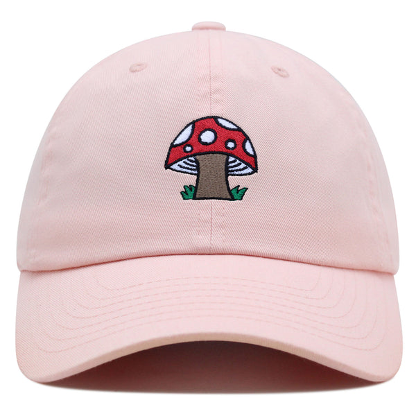 Mushrooms Premium Dad Hat Embroidered Baseball Cap White Polka Dot