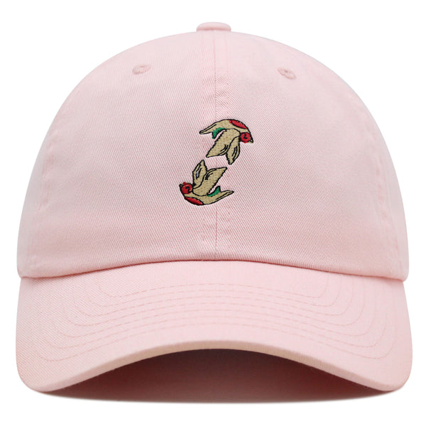 Two Birds Premium Dad Hat Embroidered Cotton Baseball Cap Flying Bird