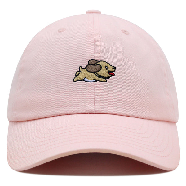 Cute Dog Running Premium Dad Hat Embroidered Cotton Baseball Cap Puppy Run