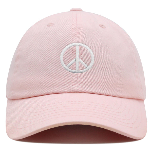 Peace Symbol Premium Dad Hat Embroidered Cotton Baseball Cap White