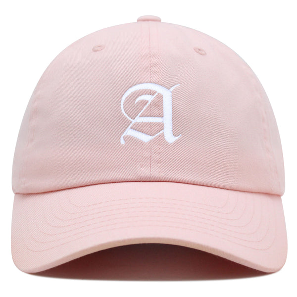 Old English Letter A Premium Dad Hat Embroidered Cotton Baseball Cap English Alphabet