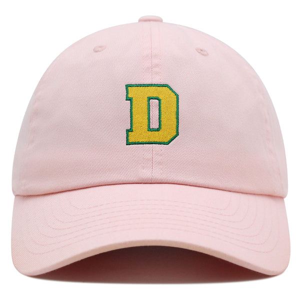 Initial D College Letter Premium Dad Hat Embroidered Cotton Baseball Cap Yellow Alphabet