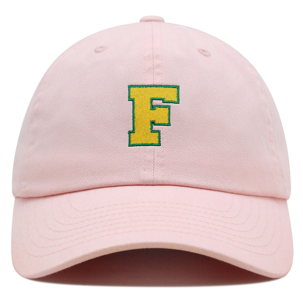 Initial F College Letter Premium Dad Hat Embroidered Cotton Baseball Cap Yellow Alphabet