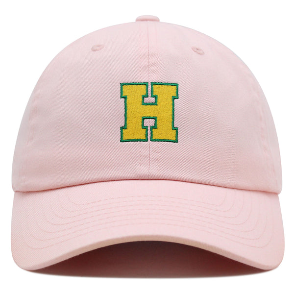 Initial H College Letter Premium Dad Hat Embroidered Cotton Baseball Cap Yellow Alphabet