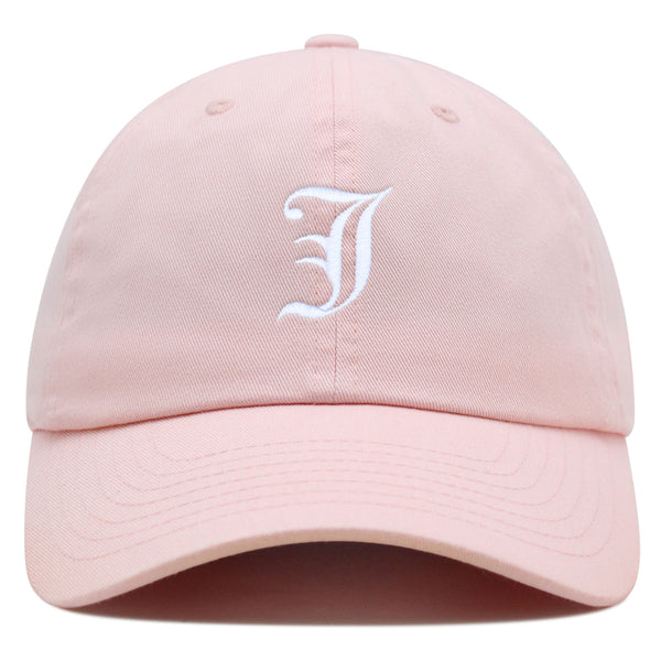 Old English Letter J Premium Dad Hat Embroidered Cotton Baseball Cap English Alphabet