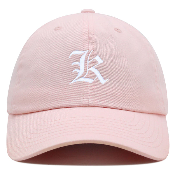 Old English Letter K Premium Dad Hat Embroidered Cotton Baseball Cap English Alphabet