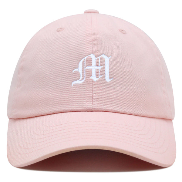 Old English Letter M Premium Dad Hat Embroidered Cotton Baseball Cap English Alphabet