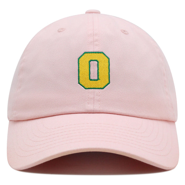 Initial O College Letter Premium Dad Hat Embroidered Cotton Baseball Cap Yellow Alphabet