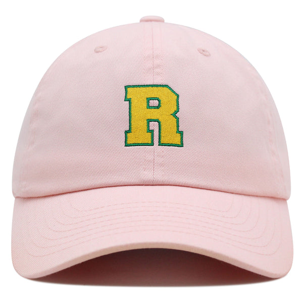 Initial R College Letter Premium Dad Hat Embroidered Cotton Baseball Cap Yellow Alphabet