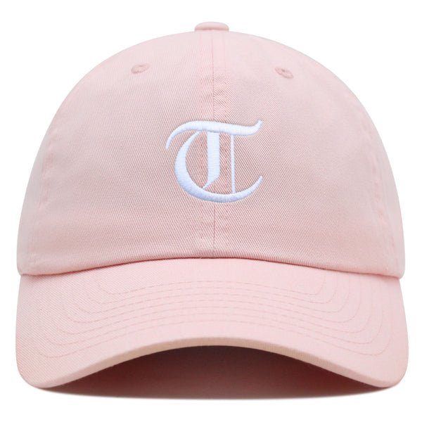 Old English Letter T Premium Dad Hat Embroidered Cotton Baseball Cap English Alphabet