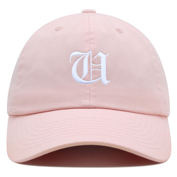 Old English Letter U Premium Dad Hat Embroidered Cotton Baseball Cap English Alphabet