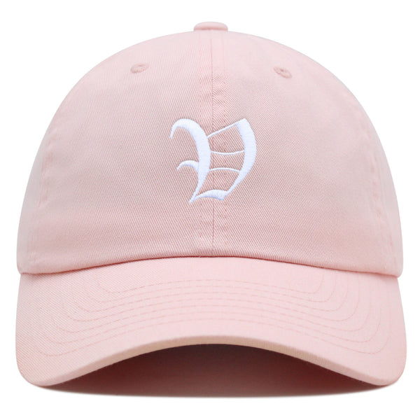 Old English Letter V Premium Dad Hat Embroidered Cotton Baseball Cap English Alphabet