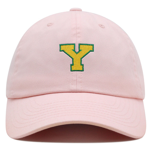 Initial Y College Letter Premium Dad Hat Embroidered Cotton Baseball Cap Yellow Alphabet