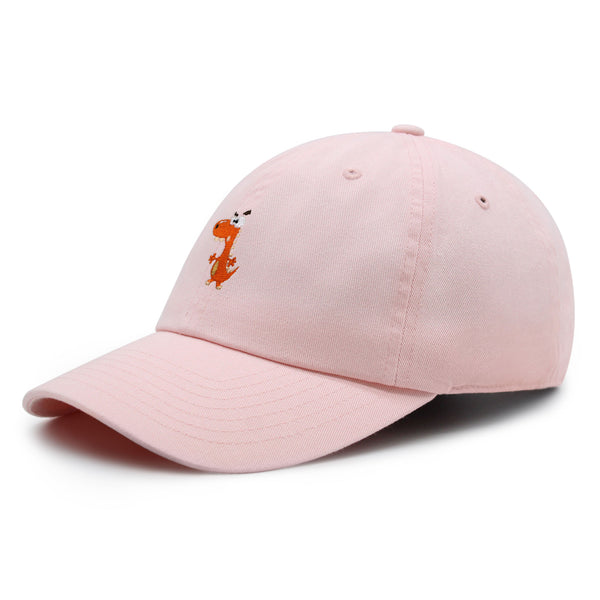 Funny Orange Dinosaur Premium Dad Hat Embroidered Baseball Cap  Funny Dino