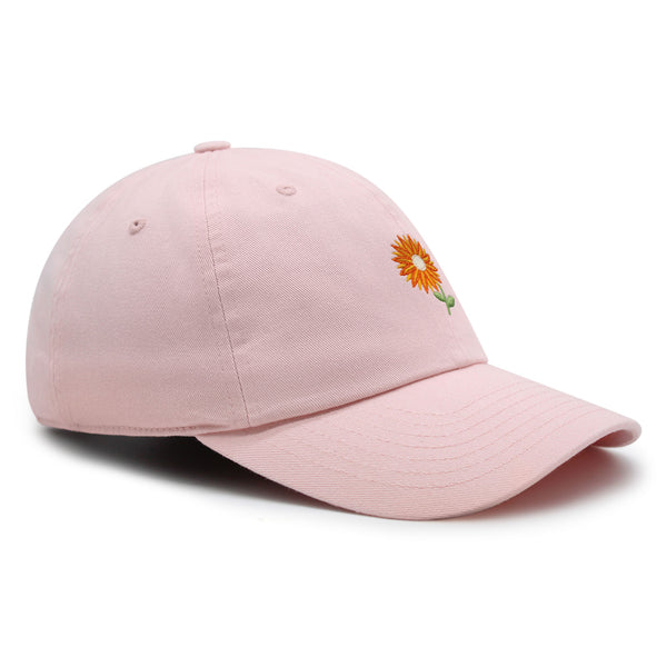 Orange Flower Premium Dad Hat Embroidered Baseball Cap Floral