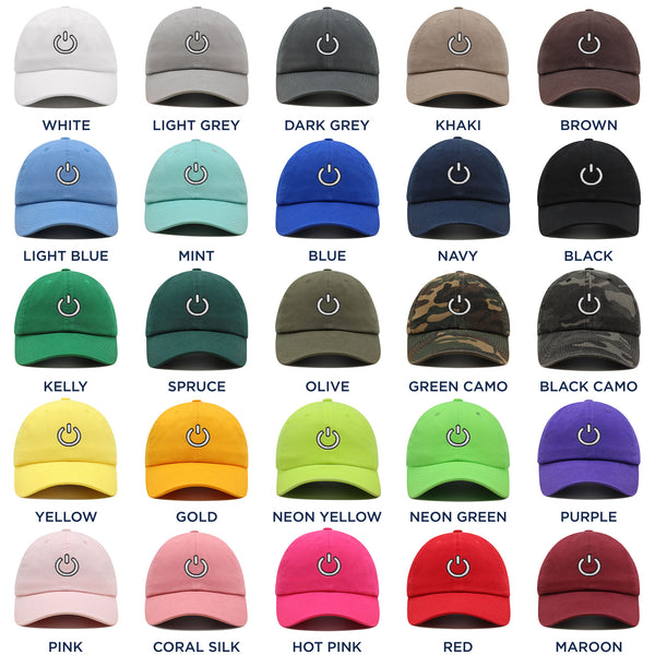 Power Button Premium Dad Hat Embroidered Cotton Baseball Cap On Off Switch