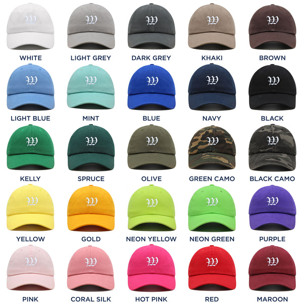 Old English Letter W Premium Dad Hat Embroidered Cotton Baseball Cap E ...
