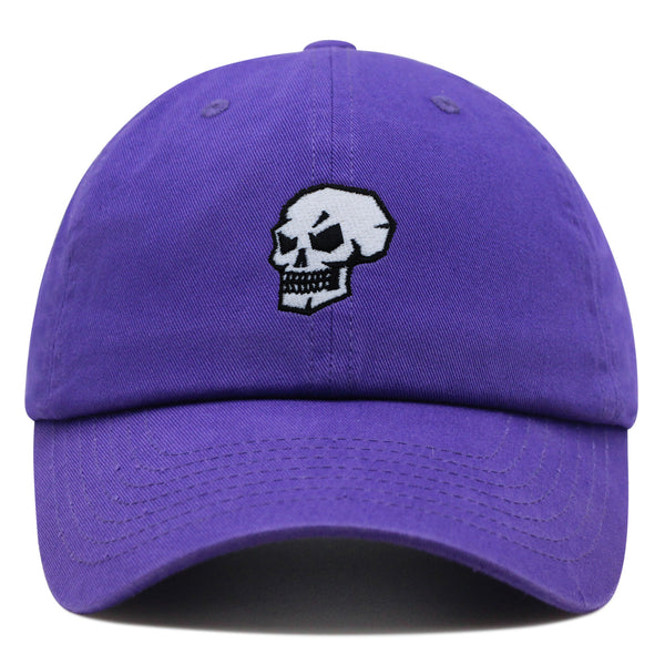 Skull Side View Premium Dad Hat Embroidered Baseball Cap Grunge