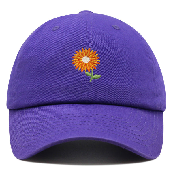 Orange Flower Premium Dad Hat Embroidered Baseball Cap Floral