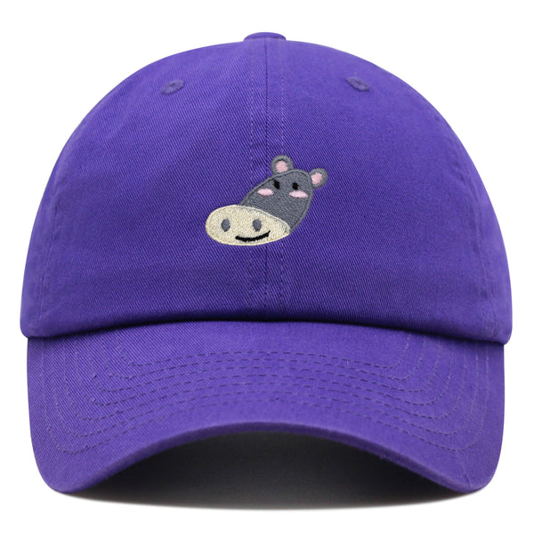 Cute Hippo Face Premium Dad Hat Embroidered Baseball Cap Zoo Hippopotamus