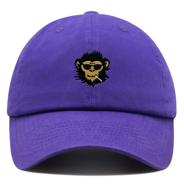 Smoking Monkey Premium Dad Hat Embroidered Baseball Cap Wild Animal Funny