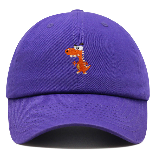 Funny Orange Dinosaur Premium Dad Hat Embroidered Baseball Cap  Funny Dino