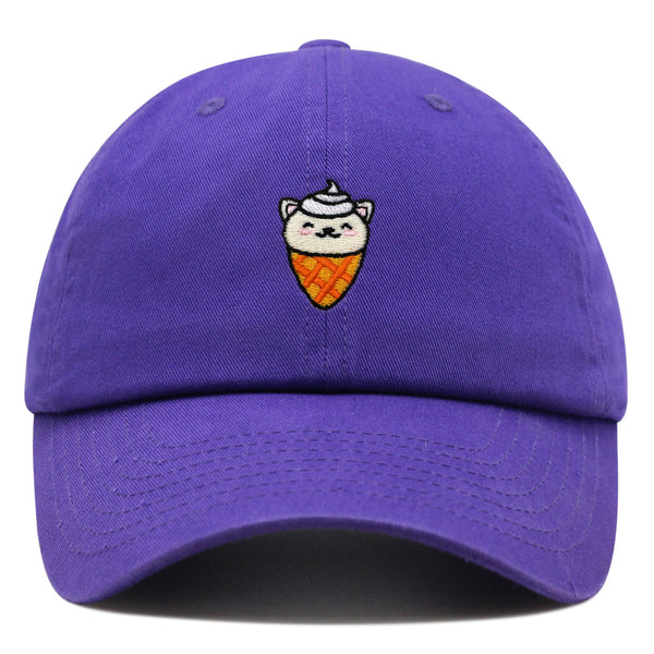 Ice Cream Cat Premium Dad Hat Embroidered Baseball Cap Ice Cream Foodie