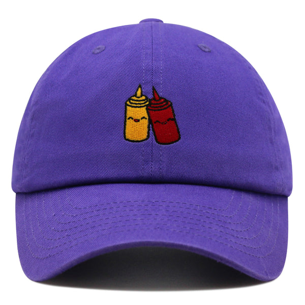 Ketchup and Mustard Premium Dad Hat Embroidered Baseball Cap Foodie Sauces Ketchut Mustard