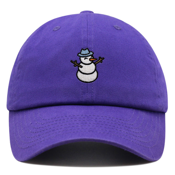 Snowman Premium Dad Hat Embroidered Baseball Cap Winter Snow