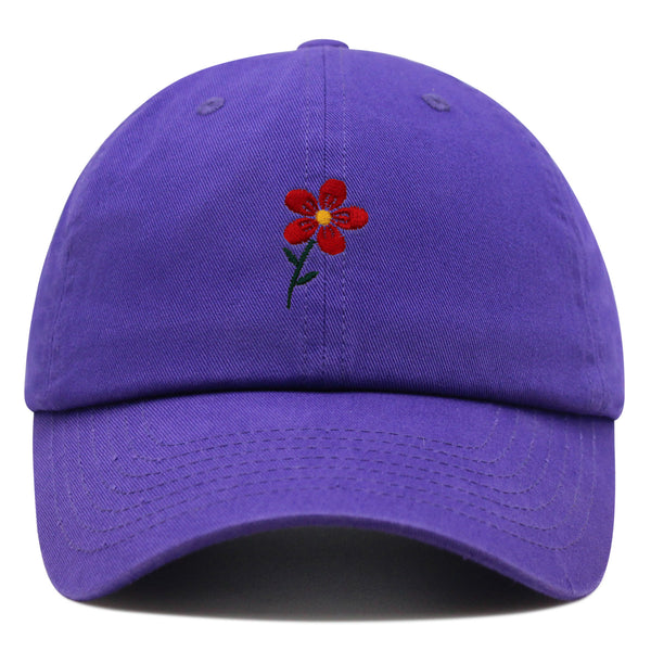 Red Flower Premium Dad Hat Embroidered Baseball Cap Floral