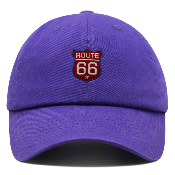 Route 66 Premium Dad Hat Embroidered Baseball Cap Roadtrip Highway 66