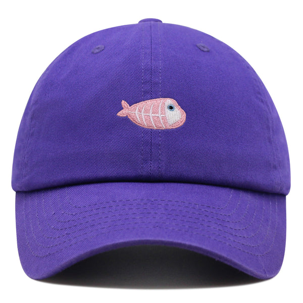 Fishbone Premium Dad Hat Embroidered Baseball Cap Pink Bone